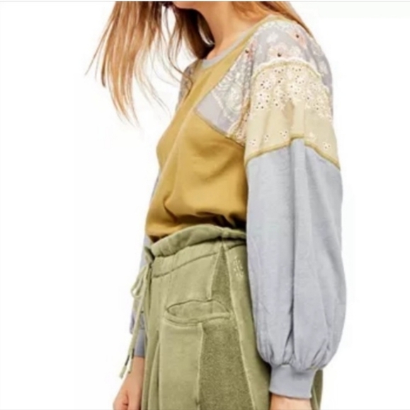 Free People Feelin It Top in Army Green Combo Size Medium - Picture 4 of 7